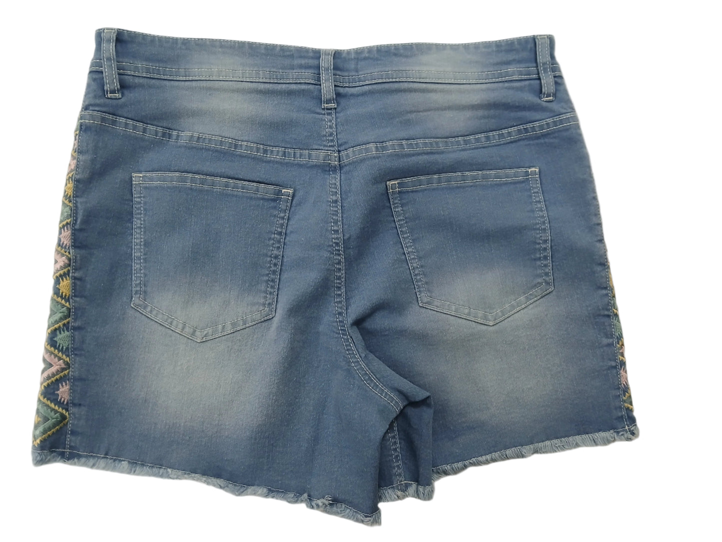 Embroidered denim shorts