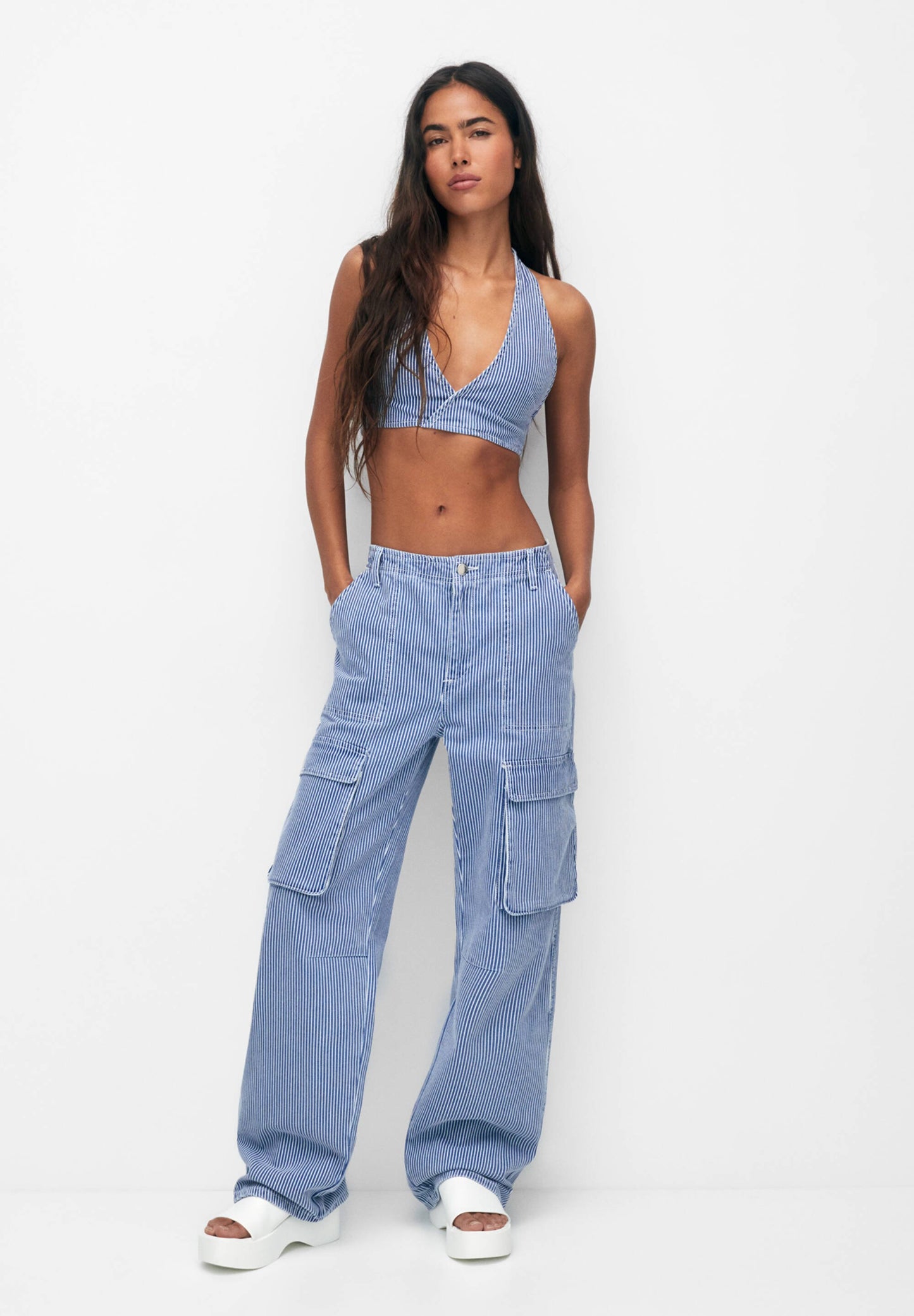 STRIPED - Cargo trousers