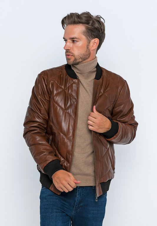STANDING COLLAR - Leather jacket