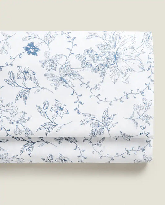 BLUE FLORAL PRINT FLAT SHEET