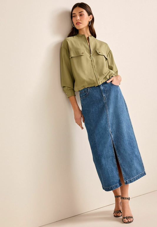 MIDI PETITE - Denim skirt