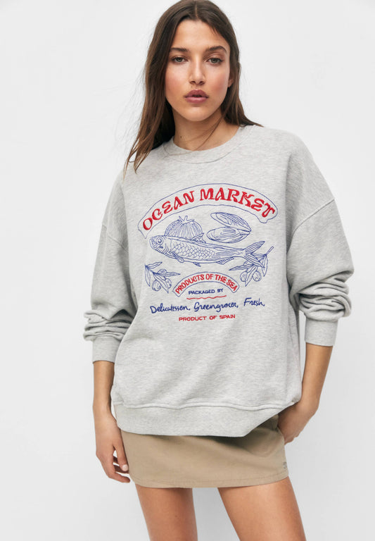 EMBROIDERED TEXT - Sweatshirt