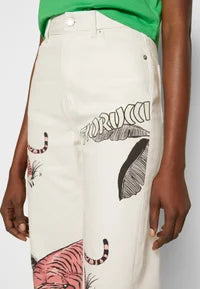 Relaxed fit jeans tiger print