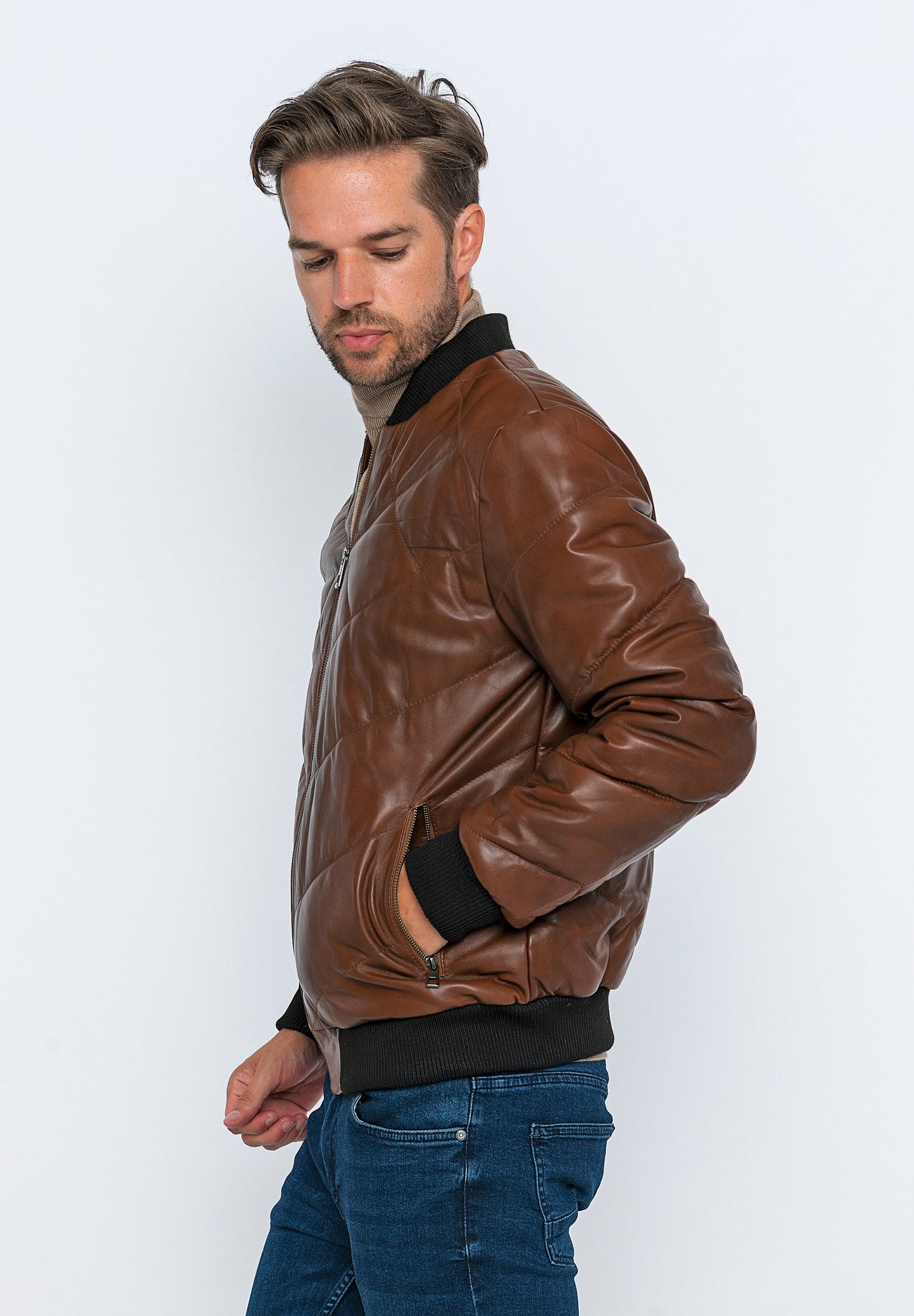 STANDING COLLAR - Leather jacket