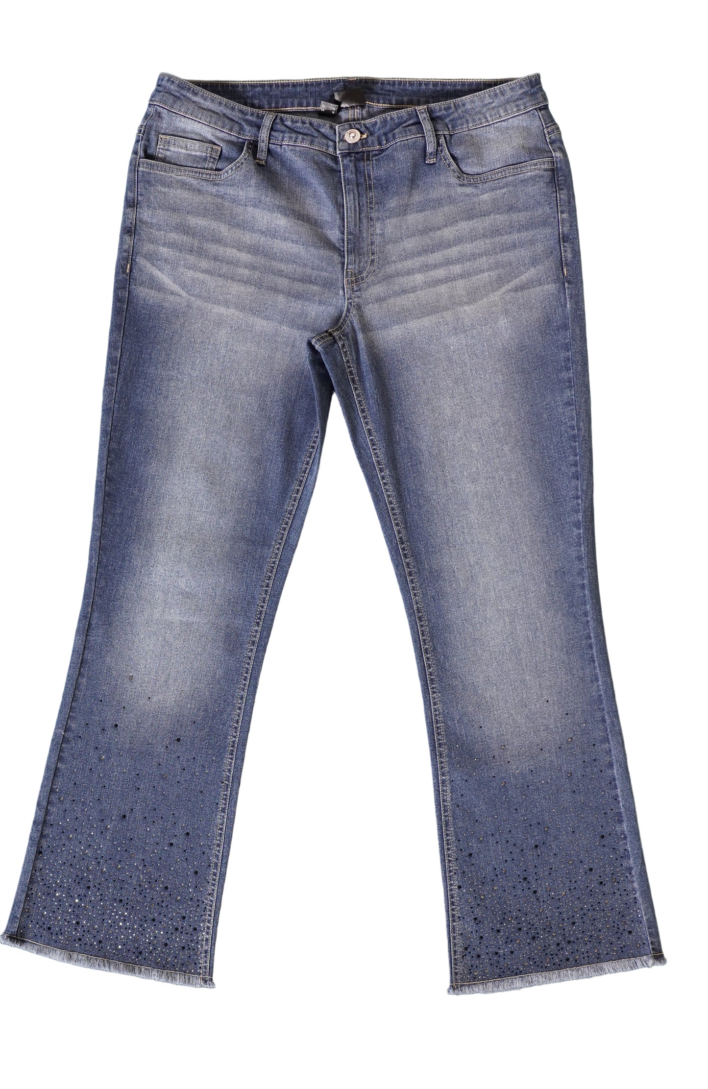FLARED JEANS WITH RHINESTONES