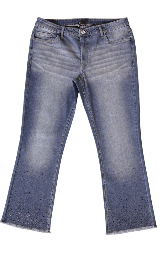 FLARED JEANS WITH RHINESTONES