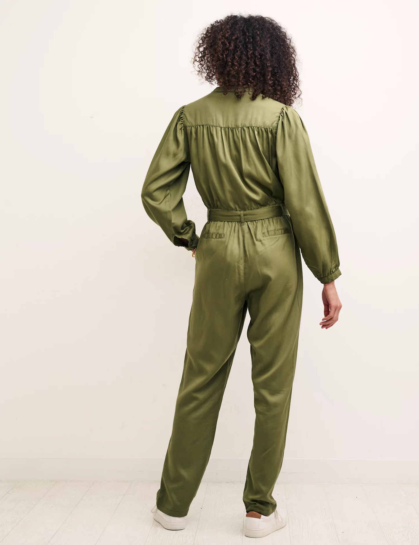 Pure Tencel™ Belted Long Sleeve Jumpsuit