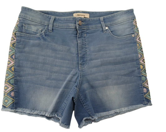 Embroidered denim shorts