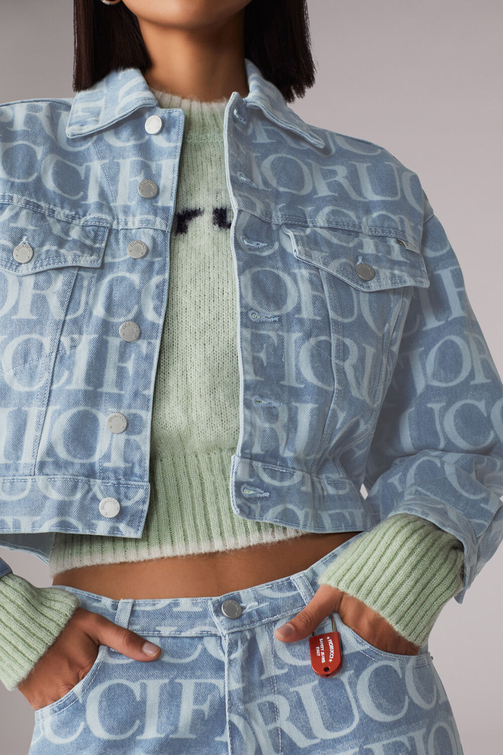 Laser Monogram Denim Jacket Blue