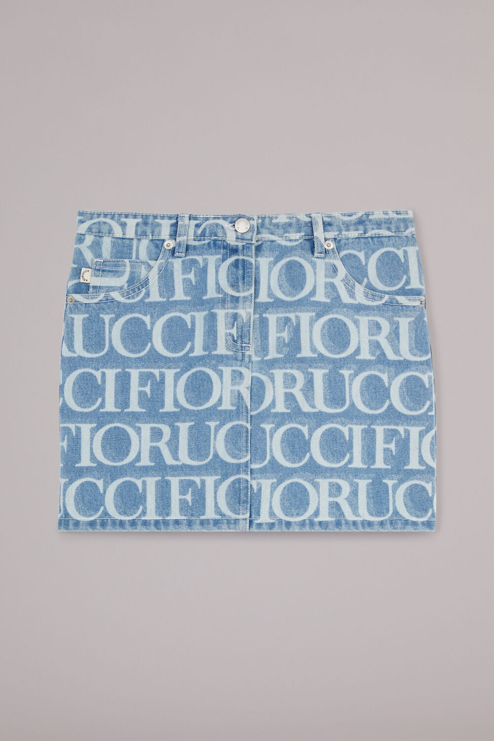 Laser Monogram Denim Mini Skirt Blue