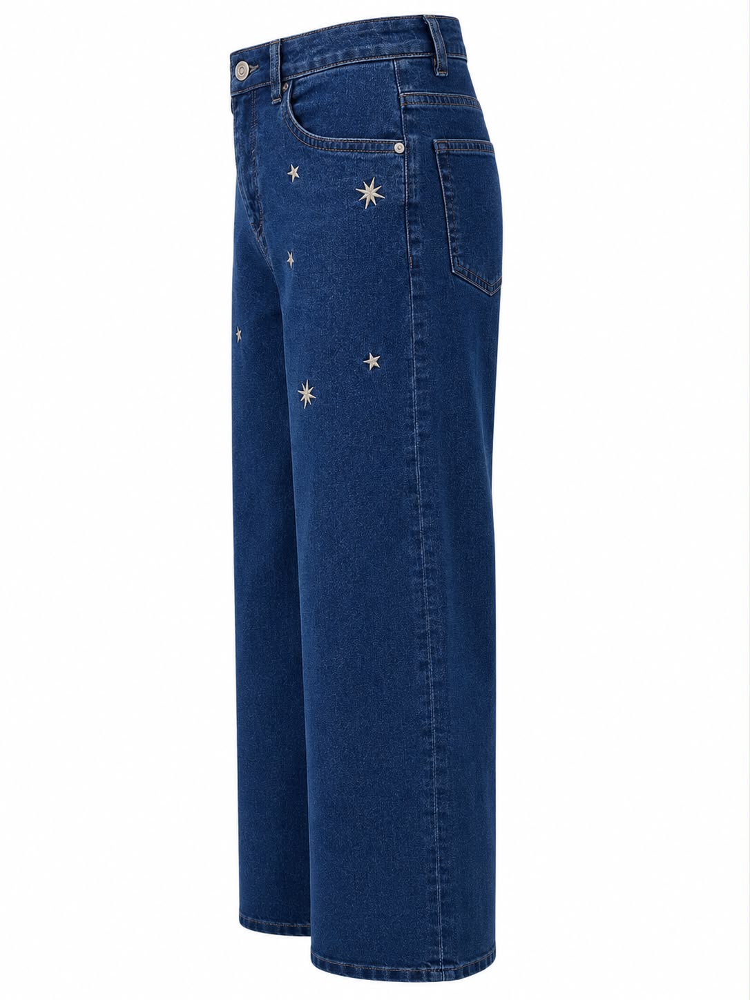 WIDE LEG JEANS WITH EMBROIDERED STARS