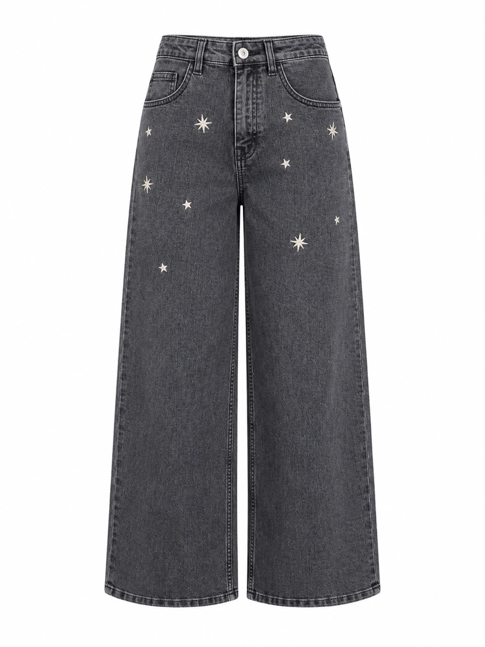 WIDE LEG JEANS WITH EMBROIDERED STAR