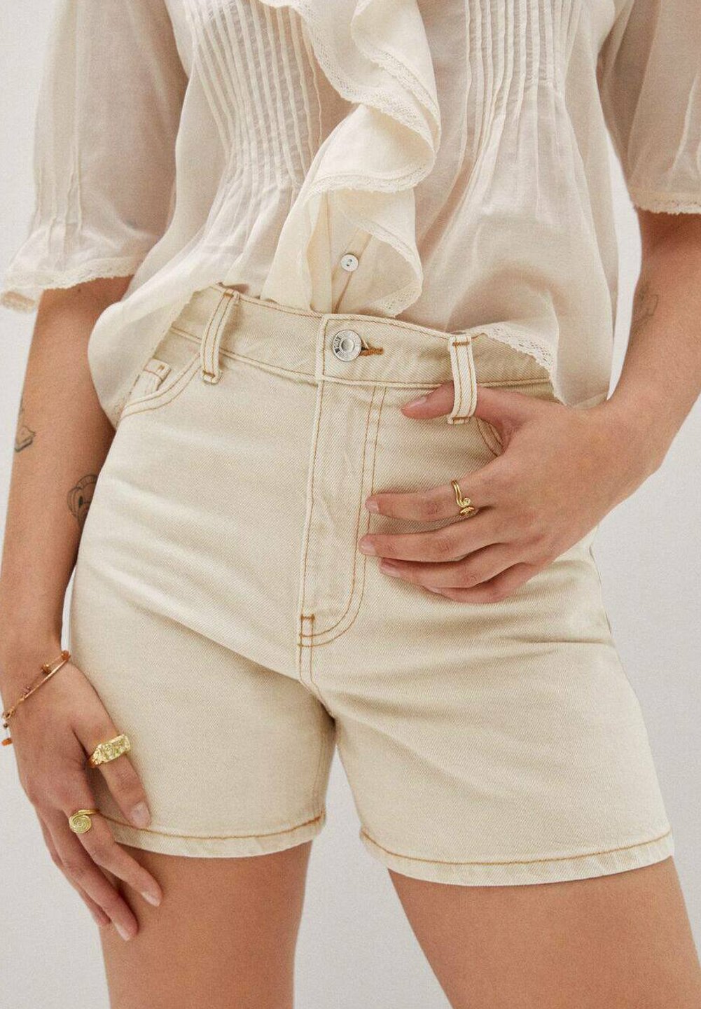 Denim shorts - Sand