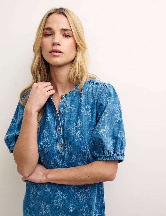 Denim Puff Sleeve Charli Mini Dress