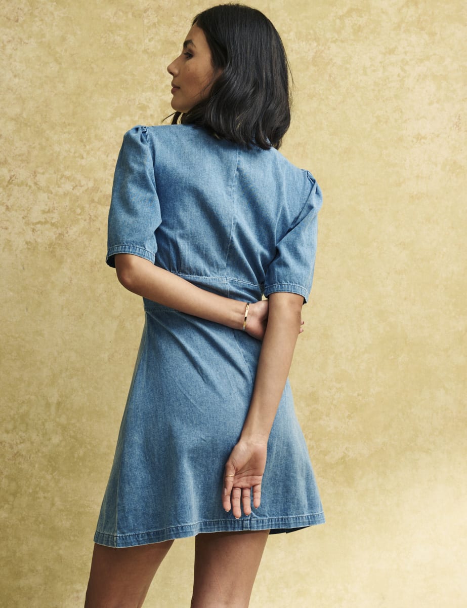 Denim Daisy Collared Mini Dress