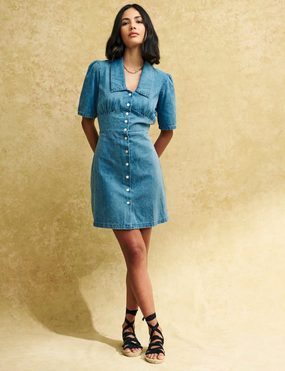 Denim Daisy Collared Mini Dress