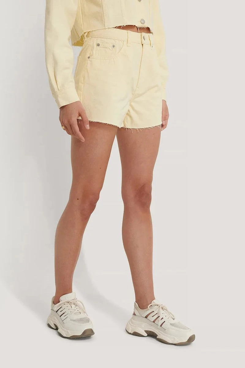 Colored denim shorts