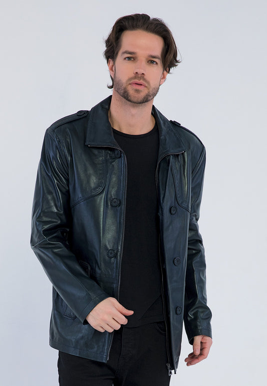 HIGH COLLAR - Leather jacket
