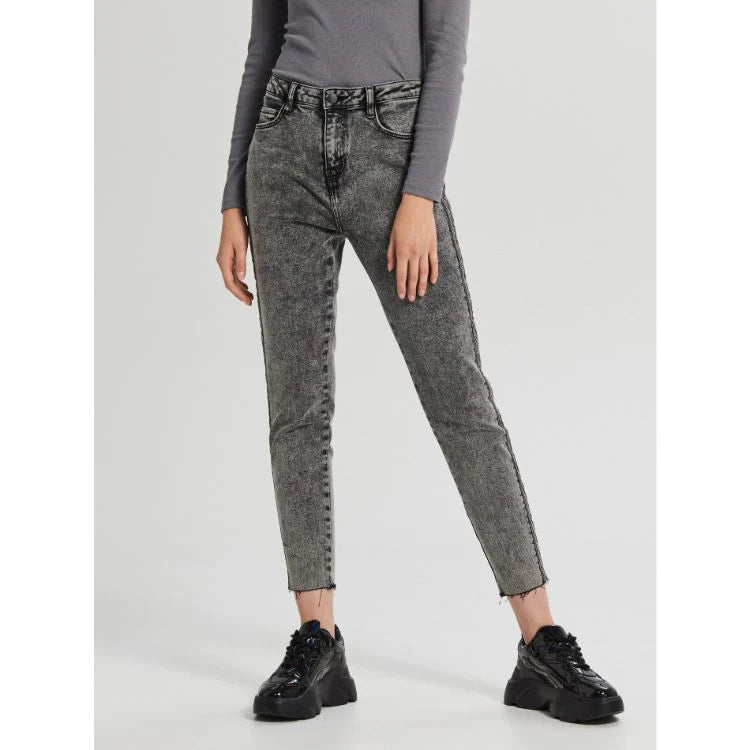 Crop High Waist Jeans With Side Stripes