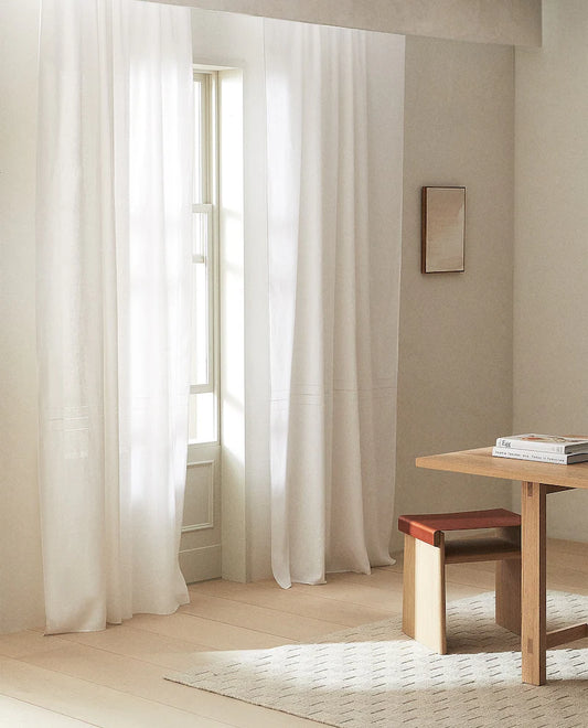 HEMSTITCHED LINEN CURTAIN