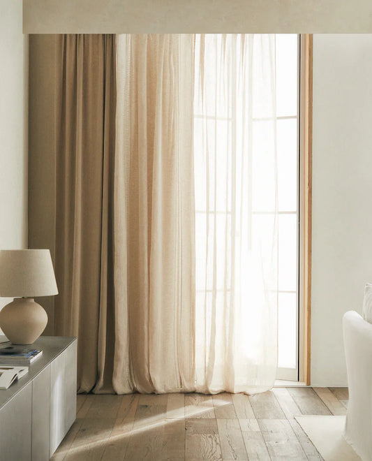 LINEN CURTAIN WITH VERTICAL HEMSTITCHING