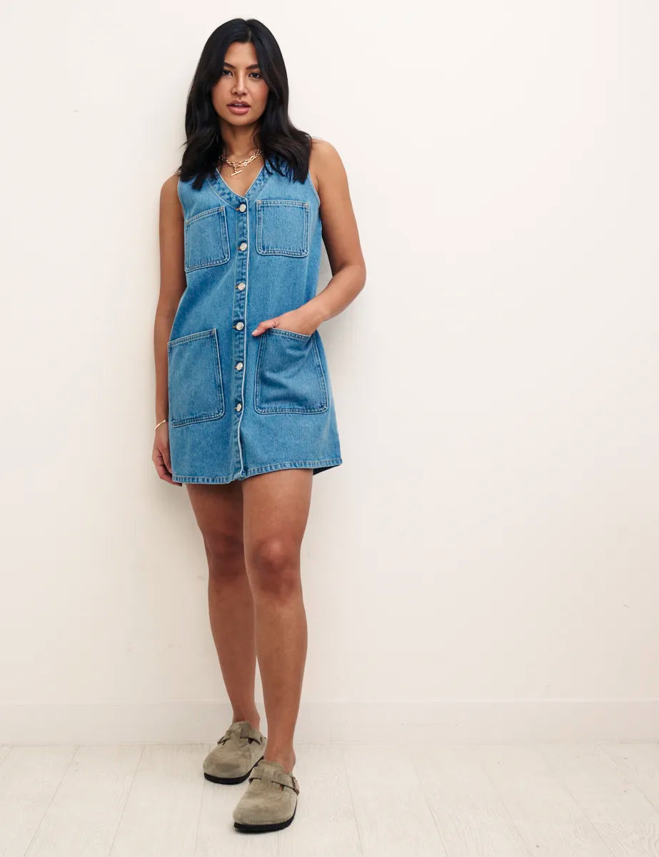 Denim Pinafore Kacey Mini Dress