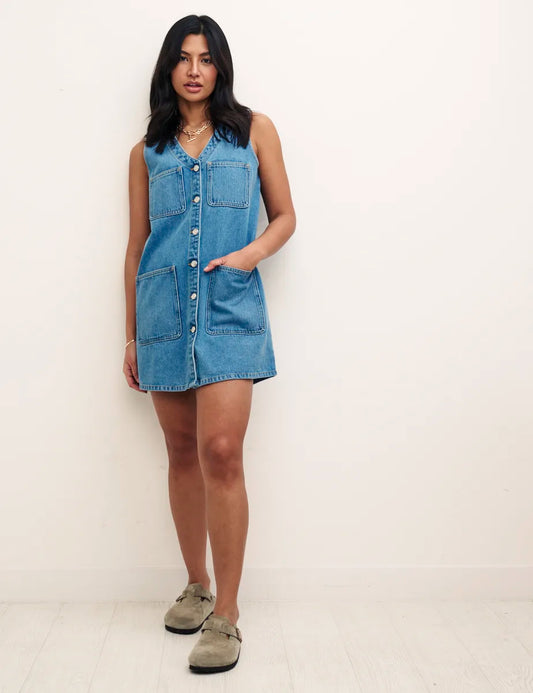Denim Pinafore Kacey Mini Dress