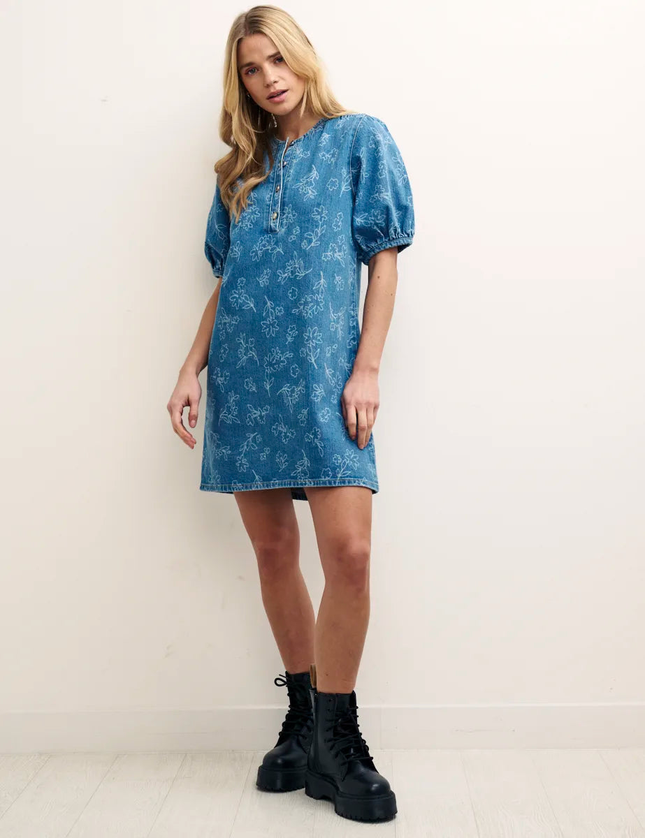 Denim Puff Sleeve Charli Mini Dress
