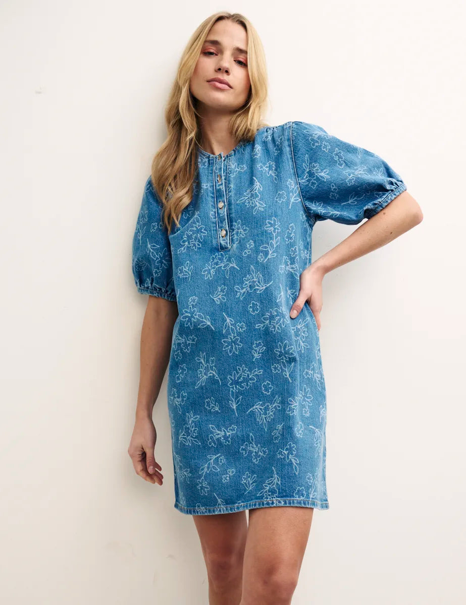 Denim Puff Sleeve Charli Mini Dress