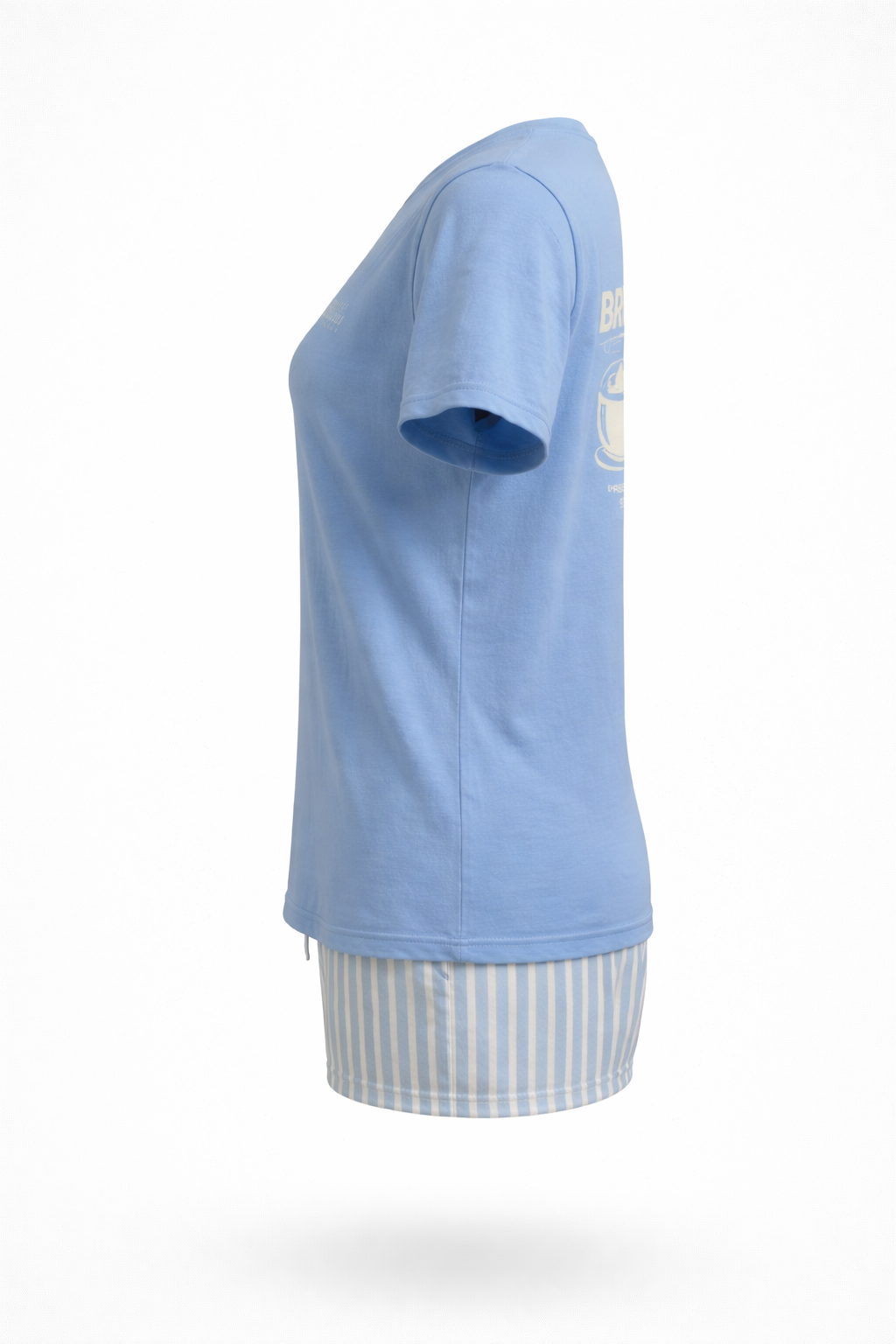 Cotton T-Shirt with Striped Shorts