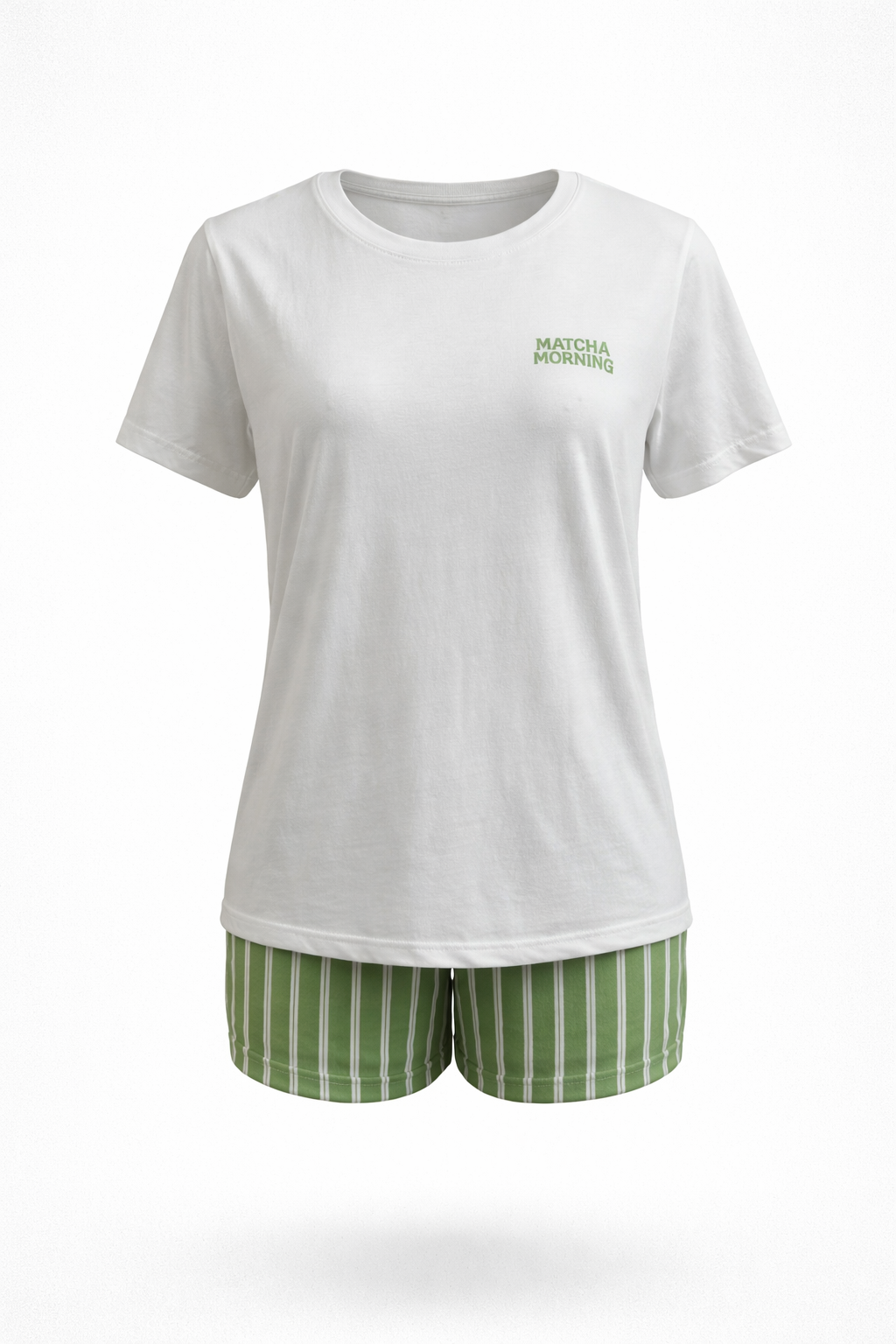 Cotton T-Shirt with Striped Shorts