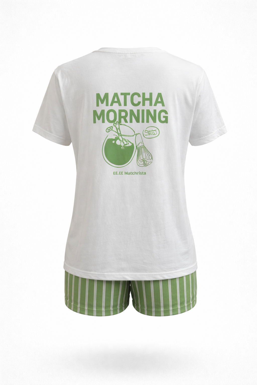 Cotton T-Shirt with Striped Shorts