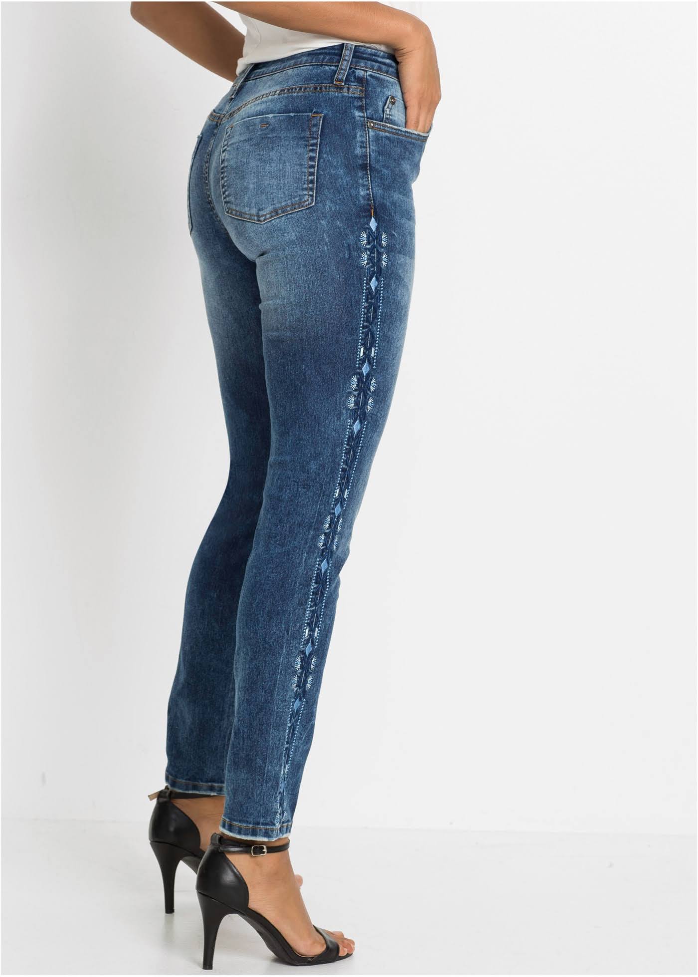 Embroidered Piped Jeans
