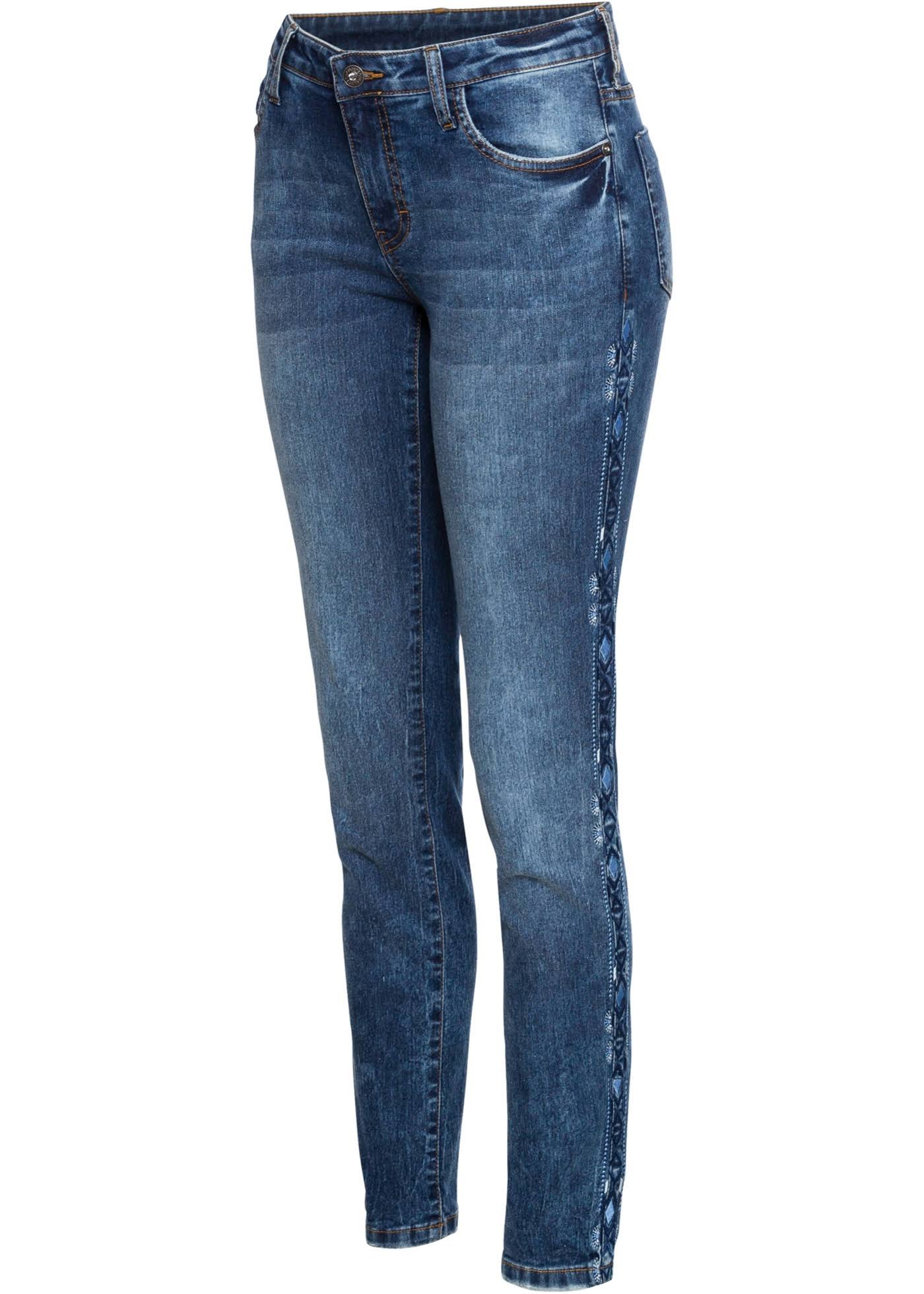 Embroidered Piped Jeans